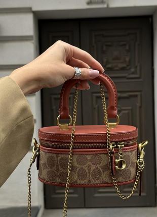 Coach trail crossbody 17 with pillow quilting in signature canvas brown [оригінальна магнітна брендована коробка]