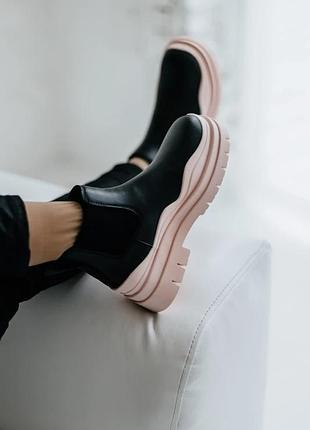 Черевики bottega veneta mini black/pink (без лого)