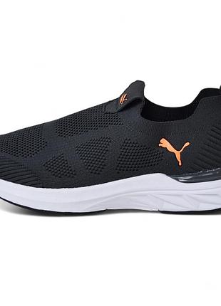 Puma black orange мокасины черные с оранжевым