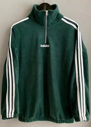 Зеленый флисовый свитшот adidas