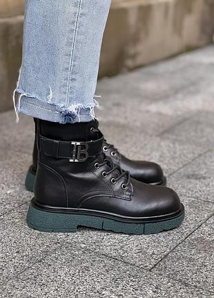 Черевики leather black/green