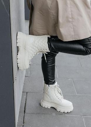 Черевики leather beige fur