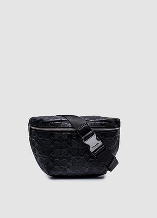🦁 coach warren mini belt bag in signature leather black