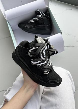 Lanvin curb sneakers black rope laces mix