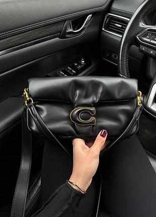 Coach pillow tabby 26 leather shoulder bag black [магнітна коробка]