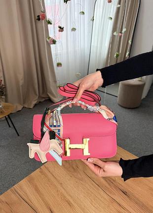 Hermès constance 26 bag in rose pink epsom leather with gold hardware