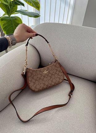 Coach teri shoulder bag in signature canvas brown/beige [крафтова брендована коробка]