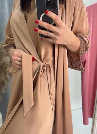 Шелковая ночная сорочка d'amour 006 карамель 2xl 3xl