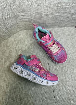 Оригінальні кросівки skechers на липучці для дівчинки