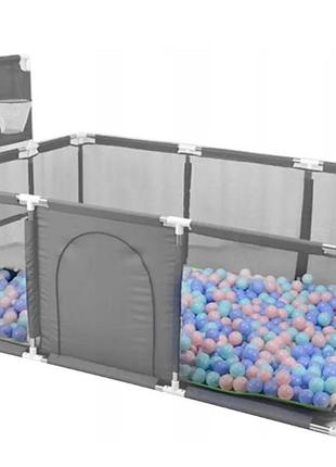 Детский манеж leobro multisport 120 x 180 см серый (lb-1137)