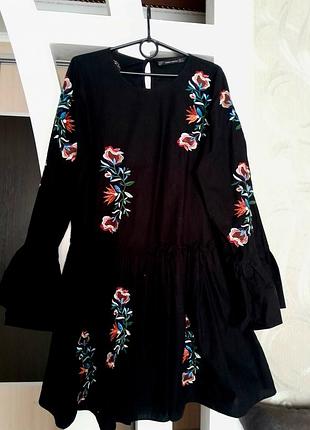 Вышитое платье zara,152-158см