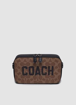 🦁 coach charter crossbody bag 19 in brown signature canvas/coach graphic