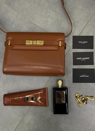 Saint laurent manhattan leather shoulder bag brown