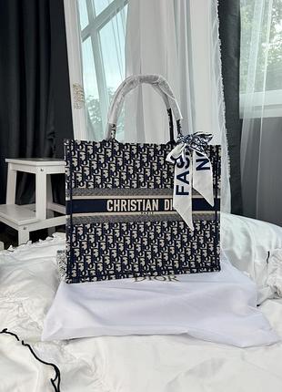 Dior book tote blue dior oblique embroidery