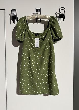 Сукня new look оливкова в горошок міні р uk 8