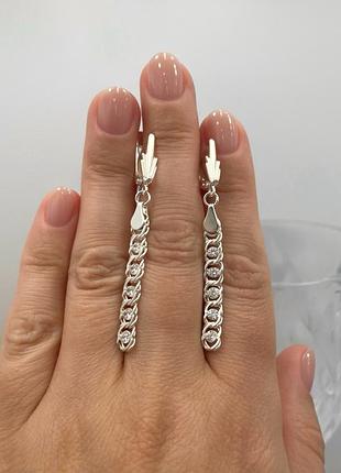 Серебряные серьги арабский бисмарк с цирконом