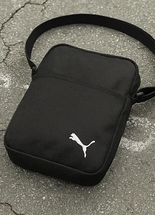 Сумка черная спорт через плечо puma, мессенджер мужской пума борсетка