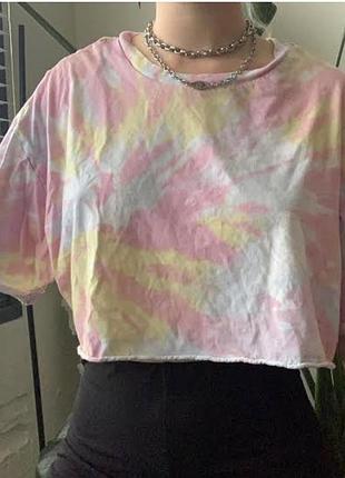 Вкорочена футболка (кроп-топ) h&m divided у стилі тай-дай (tie-dye)