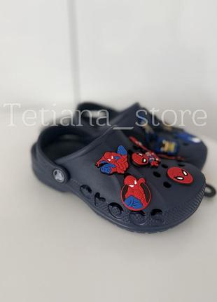 Crocs classic clog dark blue крокси класичні клоги темно сині спайдермен бетмен марвел c9 c10 c11 c12 c13 j1 j2 j3