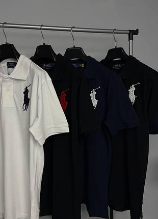 Мужская футболка-поло polo ralph lauren big logo - брендовая тенниска ральф лорен с большим вышитым логотипом