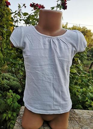Белая однотонная футболка h&amp;m basic на девочку 2-4 года 98-104 см
