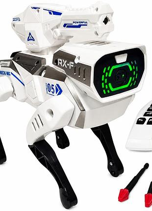 Робот-собака на пульті керування robotic dog rc з підсвічуванням, музикою, звуками, стрільбою 3 патронами, на батарейках