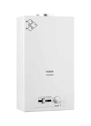 Газовая колонка koer kwh.g0410 white дымоходная с пьезорастжигом 10 л/мин (цвет белый) (kr5663)