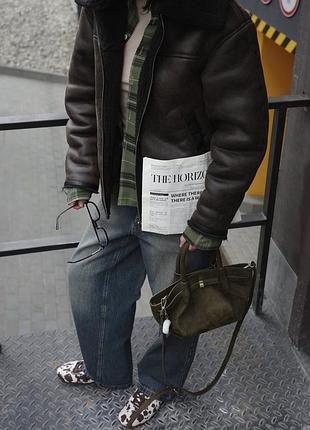 Дублянка двостороння куртка pull&bear оверсайз xs s коричнева тепла