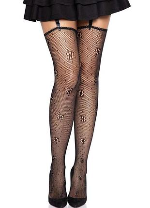 Эротические женские чулки leg avenue daisy dot в сетку, универсальный размер, цвет черный (sx2746)
