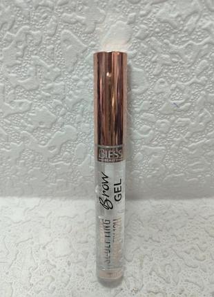 Прозорий гель для брів bless beauty sculpting super fix 12h з рожево-золотим ковпачком.