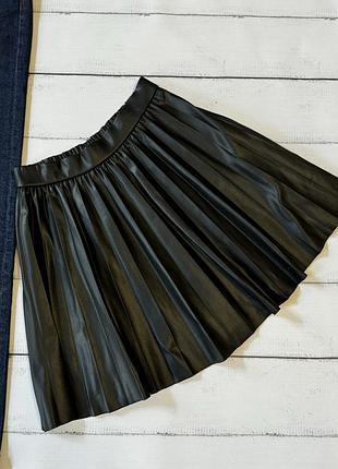 Спідниця zara розмір 140 шкіряна спідниця пліссе шкільна форма