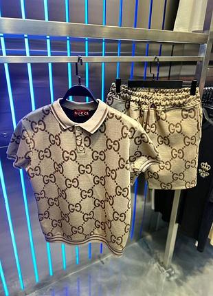 Комлпект летний мужской gucci шорты поло футболка