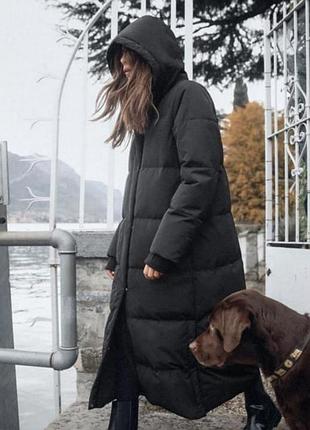 Пуховик пуховеипальто довге zara