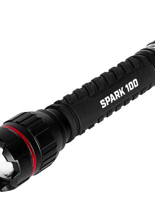 Тактический ручной фонарь falcon eye spark 100 480 лм с фокусировкой, дальностью 125 м и питанием 2×aa, черный