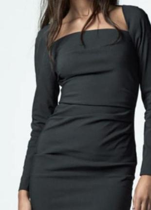 Сукня zara трикотажна в рубчик чорна міні р.m