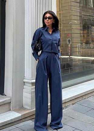 ✨ елегантний брючний костюм у смужку «office chic»✨sмод. 721