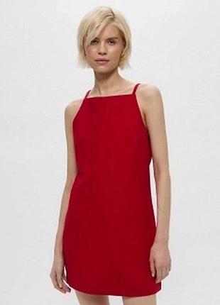 Сукня zara червона міні на тонких бретелях р.m-l
