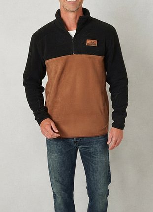 Чоловіча флісова кофта action (polar fleece sweater), чорний з коричневим, розмір m, l, xxl