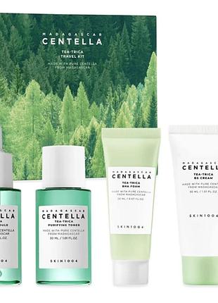 Skin1004 madagascar centella tea-trica travel kit
набір для заспокоєння проблемної шкіри та контролю себуму, 4 мініатюри (3 х 30 мл, 20 мл)