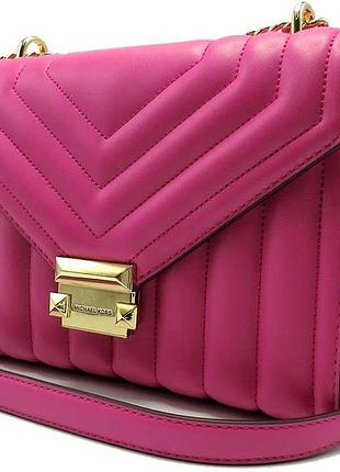 Жіноча стьобана сумка michael kors whitney medium shoulder bag у яскраво-рожевому кольорі (electric pink).