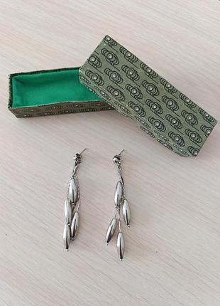 Винтажные серебристые серьги подвески, капля