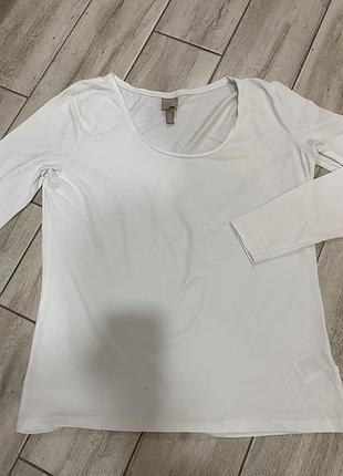 Лонгслів з довгим рукавом білий трикотажний h&m розмір xl