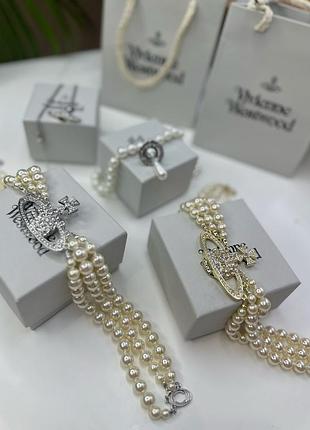 Стильний чокер , намисто перлини westwood