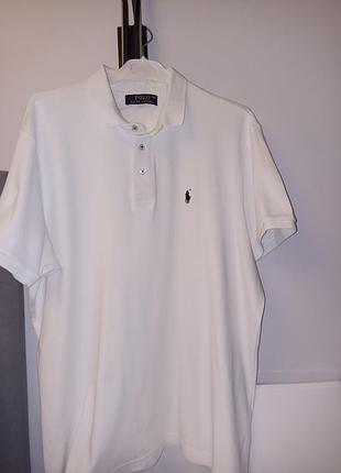 Оригінальне чоловіче біле поло ralph lauren xxl