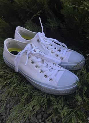 Кеди converse оригінал (білі з світло-блакитним)