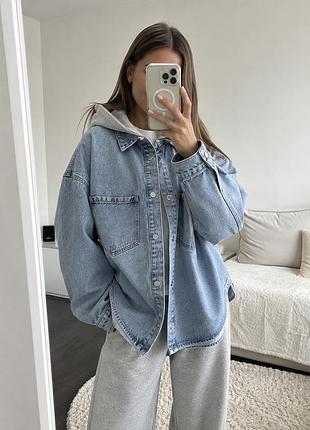 Джинсовий піджак жакет zara куртка худі з капюшоном