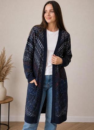 Шерстяной удлиненный кардиган desigual 70% merino wool