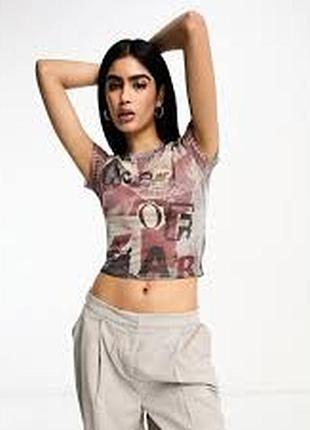 Женская футболка топ сетка с принтом от asos