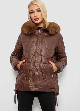 Куртка женская зимняя короткая, цвет коричневый, 244r865