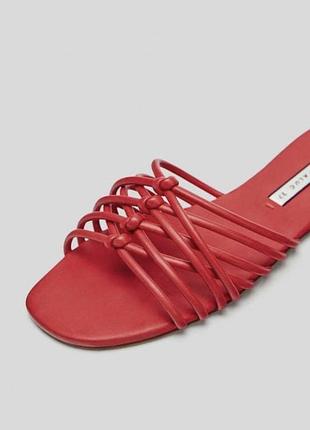Сандалии zara на плоской подошве, кораллового цвета, 36-37р